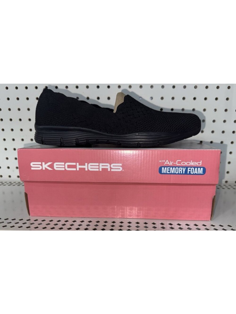 Skechers Seager Stat Womens Casual Slip On Loafers Shoes Size 10 Black Vegan